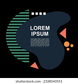 Square card or banner with copy space, curvy blob shapes and geometric shapes ornament.