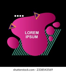 Square card or banner with copy space, curvy blob shapes and geometric shapes ornament.