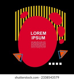 Square card or banner with copy space, curvy blob shapes and geometric shapes ornament.