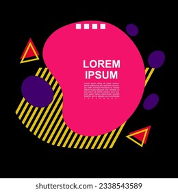 Square card or banner with copy space, curvy blob shapes and geometric shapes ornament.