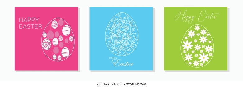 Square card for Easter. Banner or card for Easter holiday with abstract eggs. Vector illustration.