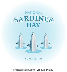 Square card for the holiday, National Sardines Day