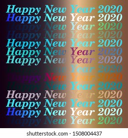 Square card illustrate. Graphic numbers and texts  happy new year 2020. Vector Illustration.