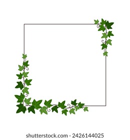 Square card with ivy vines on a frame. Free space for text. Template for invitations, greetings, social media posts and advertising. 