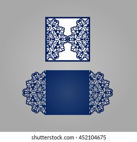 Square Card for laser cutting. Wedding invitation..