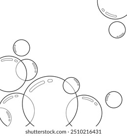 A square card made of soap bubbles. Coloring book for children and adults. Coloring book with soap bubbles. Vector illustration.