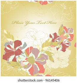 Square card with nice hibiscus flowers
