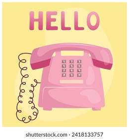 Square card with pink telephone