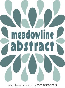 Cartão quadrado lendo meadowline abstrato formado por pétalas macias e gotas formas em azul-petróleo.