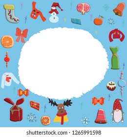 Square card template made with festive elements. Space for your text.