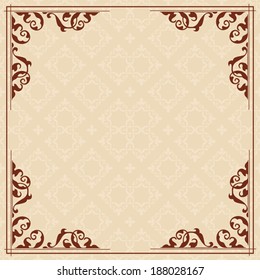 square card with vintage ornament - vector 