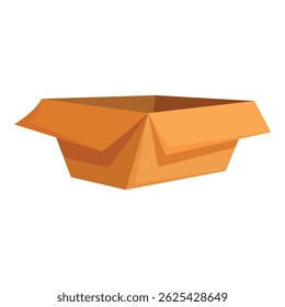 Square cardboard box standing open, useful for shipping or storage