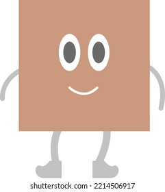 Square cartoon geometric shape for kids to learn basic math education with smiley face character illustration for kindergarten, preschool and Montessori children. 