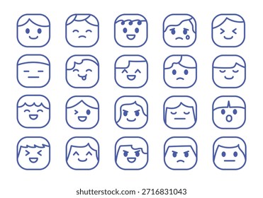 Elemento de cara cuadrado de Personas de dibujos animados