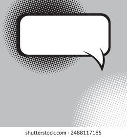 A square cartoonish speech bubble on a gray background. Speaking, conversation. Chat. POP.