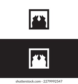 Square Kat Tier Vektorgrafik-Logo-Vorlage 