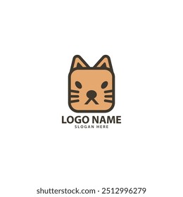 square cat face logo design vector
