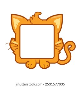 Marco de gato cuadrado, avatar de dibujos animados para juegos de ui. Marco animal vacío para la decoración de sus hijos, impresión o pegatinas