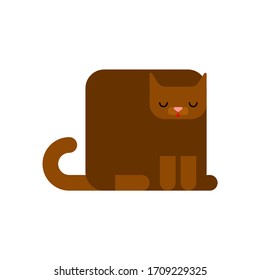 Square cat isolated. Geometric pet. vector illustration