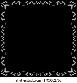  Square celtic white frame on a black background.                              
