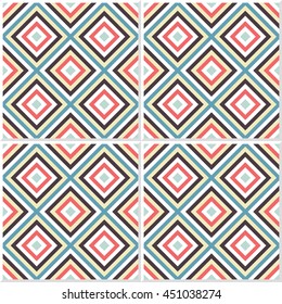 Square ceramic tiles background. Seamless pattern. Abstract Geometric Background rhombus. Wall print for bathroom. Vector Illustration.