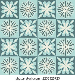 Square ceramic tiles, design flower mandala, spanish style colored tiles