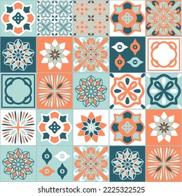 Baldosas de cerámica cuadrada de estilo mediterráneo de diseño interior vector Ilustración