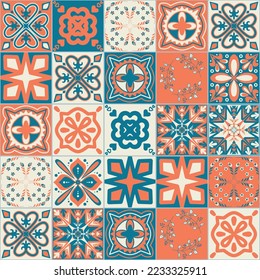 quadratische Keramikfliesen im mediterranen Stil, Vektorgrafik im Design
