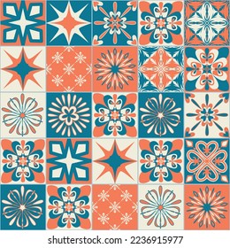 Square ceramic tiles in mediterranean style, vector illustration for design