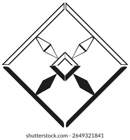 Square chain icon. Link connection symbol. Geometric bond vector. Block attachment emblem.