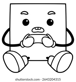 square character playing game illustration hand drawn outline vector