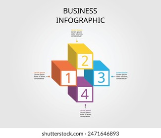 square chart step template for infographic for presentation for 4 element