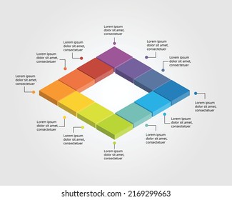square chart template for infographic for presentation for 12 element