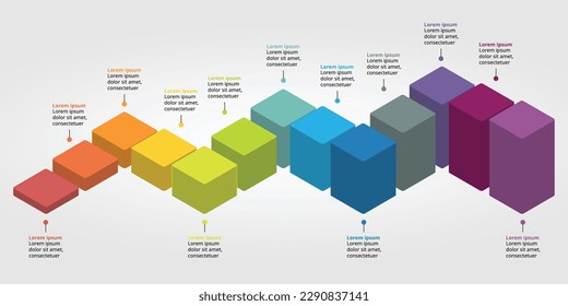 square chart template for infographic for presentation for 13 element