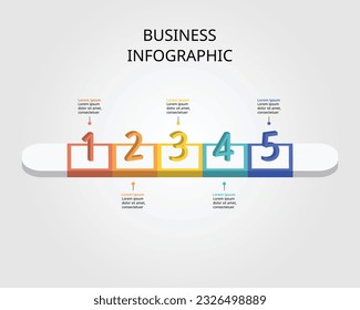 square chart template for infographic for presentation for 5 element