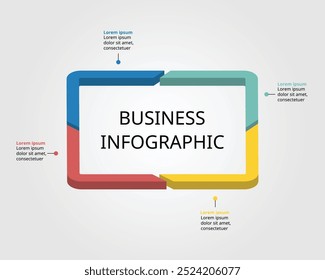 square chart template for infographic for presentation for 4 element