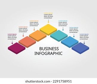 square chart template of right side for infographic for presentation for 7 element