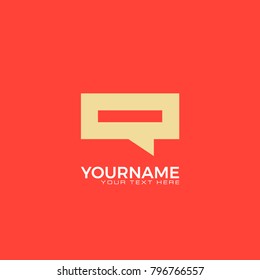 Square chat icon, made in pastel colors on a brightly red background.