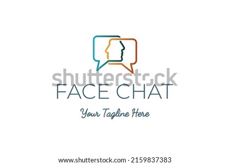 Square Chat Speech Bubble Face for Comment Communication Podcast Logo Design Vector