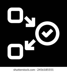cuadrado con contorno de icono de verificación