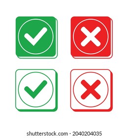 Square check mark and cross symbols vector design