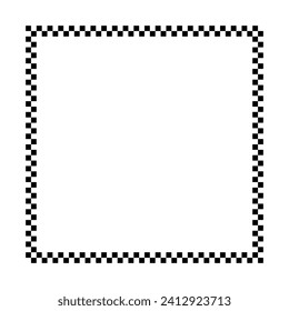 Square checker frame. Racing chess border. Design for text for start, finish or winner. Isolated vector illustration on white background.