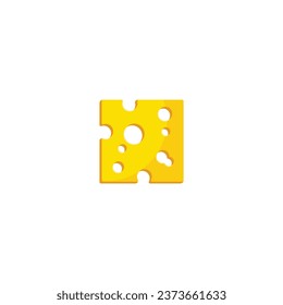 Square cheese slice isolated vector graphics