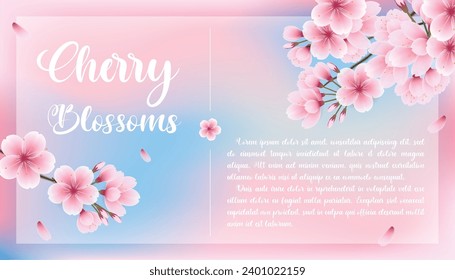 Square cherry blossom template, greeting card, background