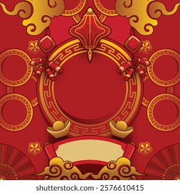 Square Chinese New Year Flyer And Poster Template Paper