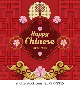 Square Chinese New Year Template Suitable For Promotion Poster Design