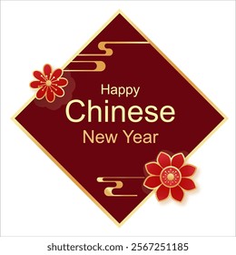 square chineses new year label