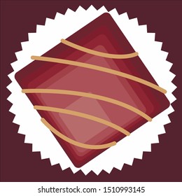 Square chocolate candy on a white substrate