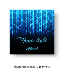 Square christmas background template with bright blue neon lines for festive decoration