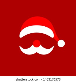 Square Christmas Card Abstract Graphic Santa Mustache Red And White